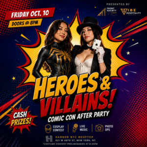 Heroes & Villains 2026: Fiesta anual de Comic Con en Harbor Rooftop en Nueva York